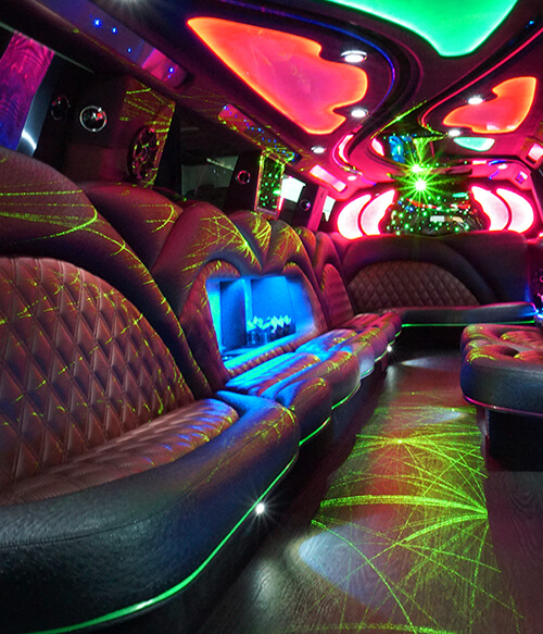 Limousines with color ceilings