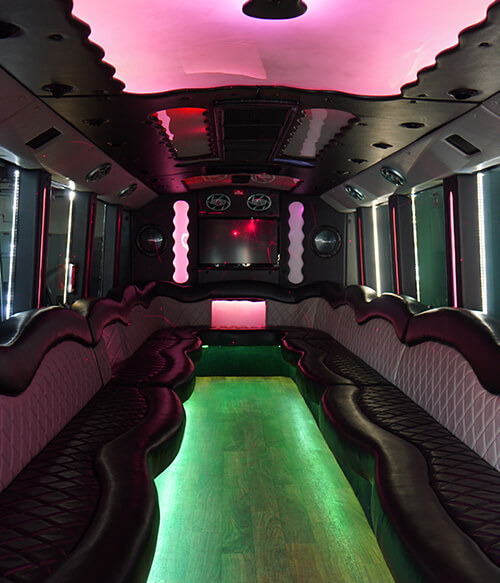 Party bus with dance hall